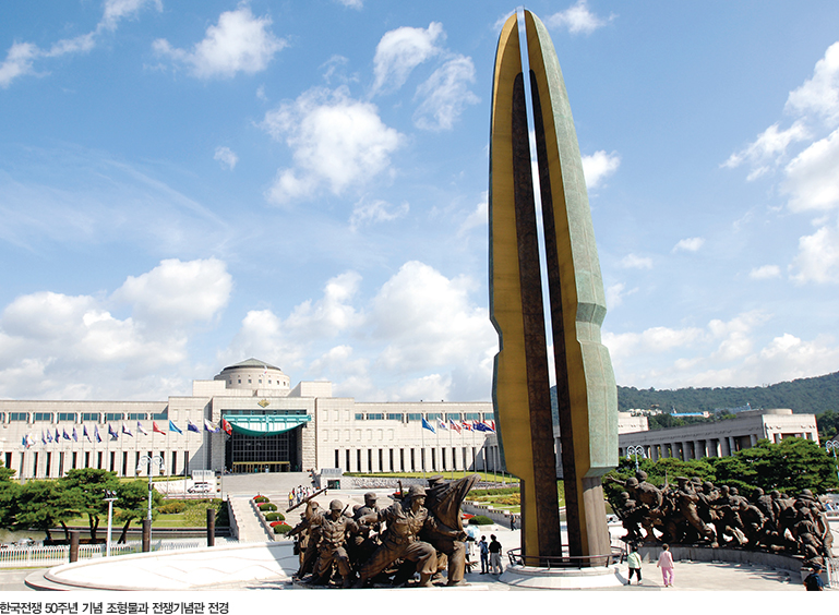 한국전쟁 50주년 기념 조형물과 전쟁기념관 전경