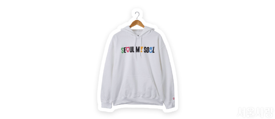 &lsquo;SEOUL MY SOUL&rsquo; 컬러 픽토그램루스 핏 후드 티 